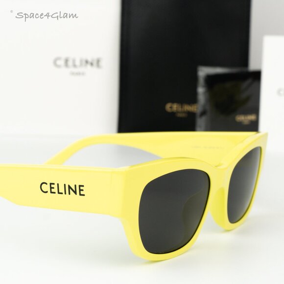Celine Men Sunglasses CL40197U MONOCHROMS 93A Lime Green Grey Cat Eye BRAND NEW - Picture 4 of 13